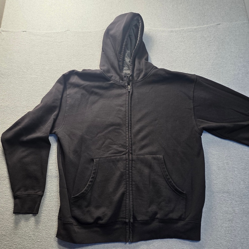 Simply For Sports Hoodie Mens Large Black Full Zip‎ Fleece Sweatshirt Jacket